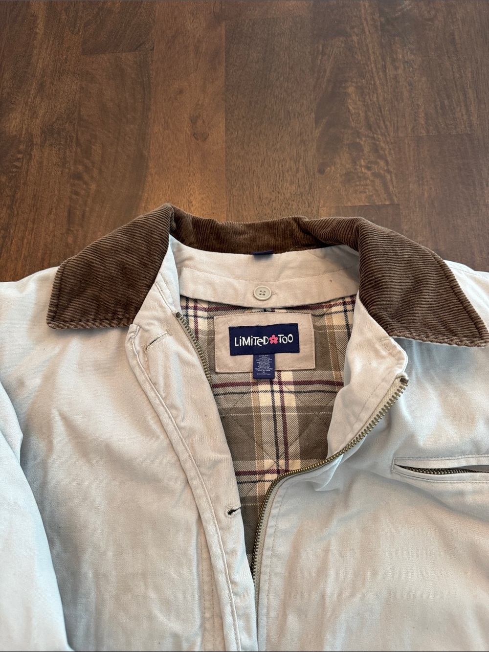 Limited Too RARE Vintage Zip up Chore Jacket Buttoned in Plaid Removeable Lining - Picture 8 of 15